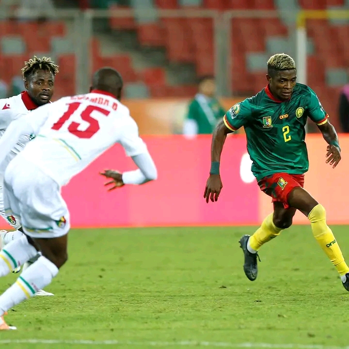 Jerome Mbekeli in action against Congo Republic in Cameroon's CHAN 2022 opener