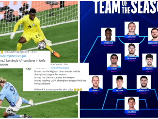 Andre Onana has failed to make the 2022/2023 UEFA Champions League Team Of The Season as selected by UEFA Technical Observer Panel. 