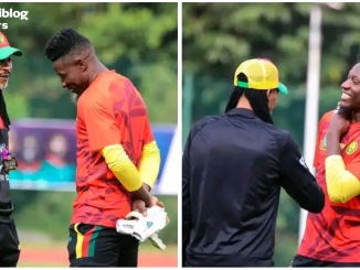 Andre Onana and Rigobert Song were pictured together in training yesterday. The pair reunited for the first time since their 2022 FIFA World Cup fall out back in December 2022.